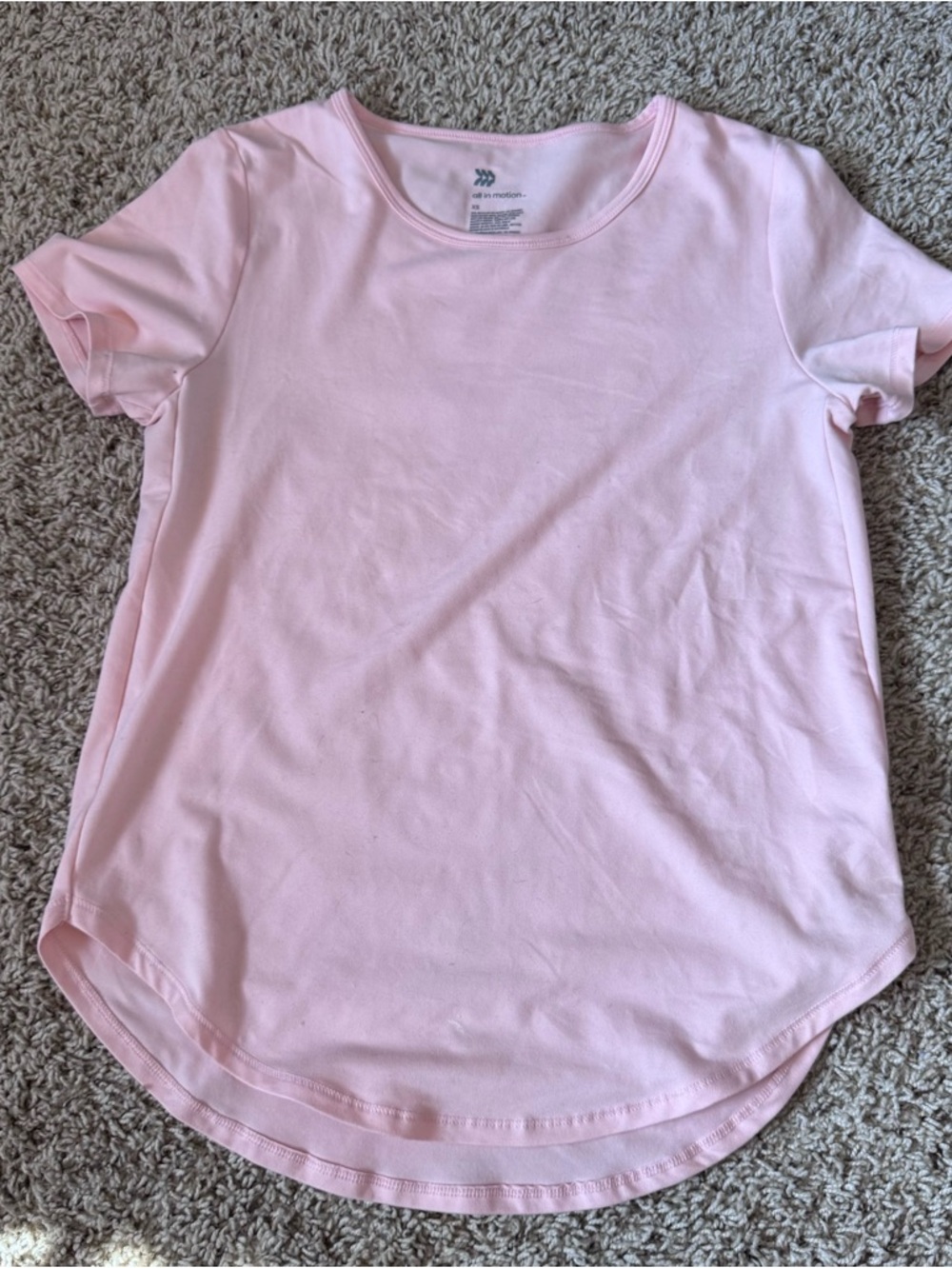 All in Motion Pink Short Sleeve Stretch T-Shirt XS Women 92% Recycled Polyester